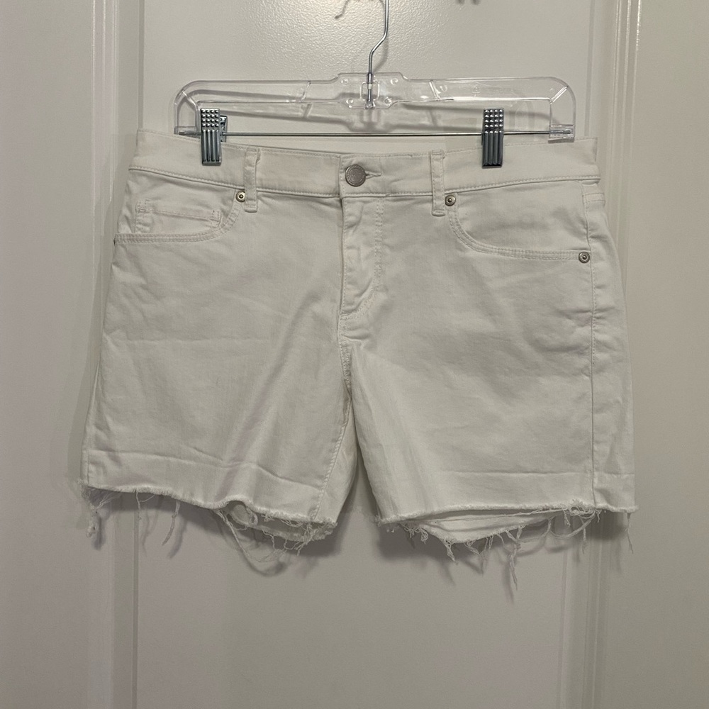 White Denim Shorts with distressed hem by LOFT